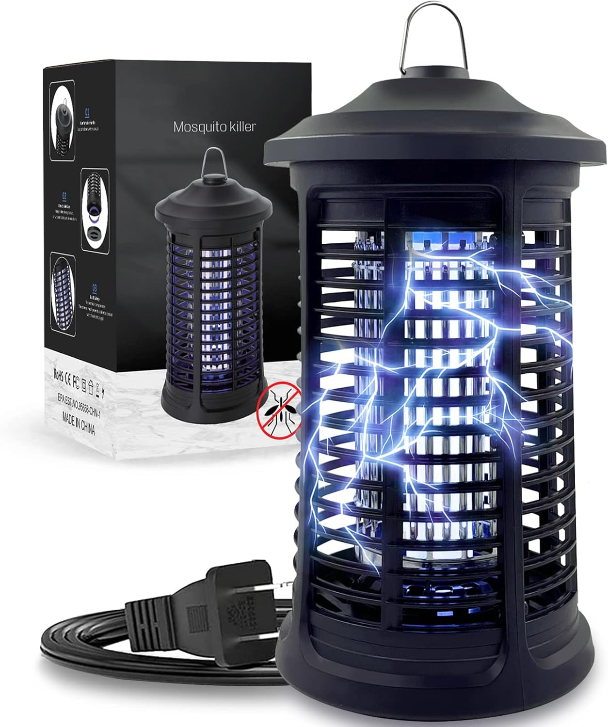 Electric Bug Zapper Indoor/Outdoor, 4200V High Powered Mosquito Zappers Killer, Waterproof Insect Fly Swatter Zapper Mosquito Trap Outdoor, Fly Traps, Insect Killer for Home,Garden,Backyard, Camping