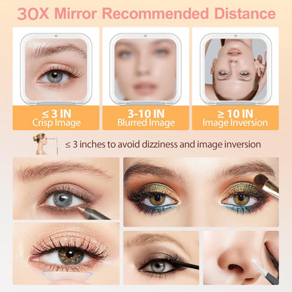 30X Compact Magnifying Mirror – Foldable Portable Makeup & Travel Mirror