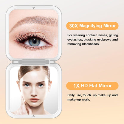 30X Compact Magnifying Mirror – Foldable Portable Makeup & Travel Mirror
