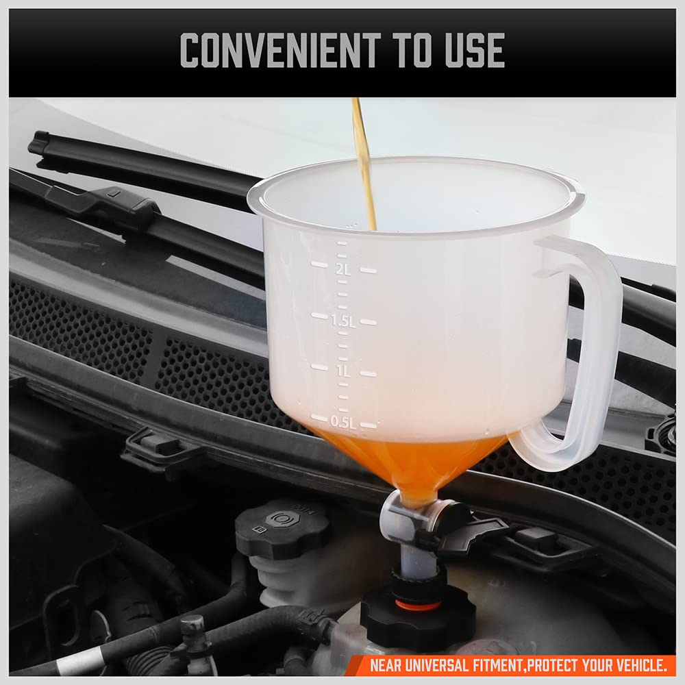 Ultimate No-Spill Coolant Funnel Kit – Universal Spill Proof Funnel with Adapters for Easy Bleeding
