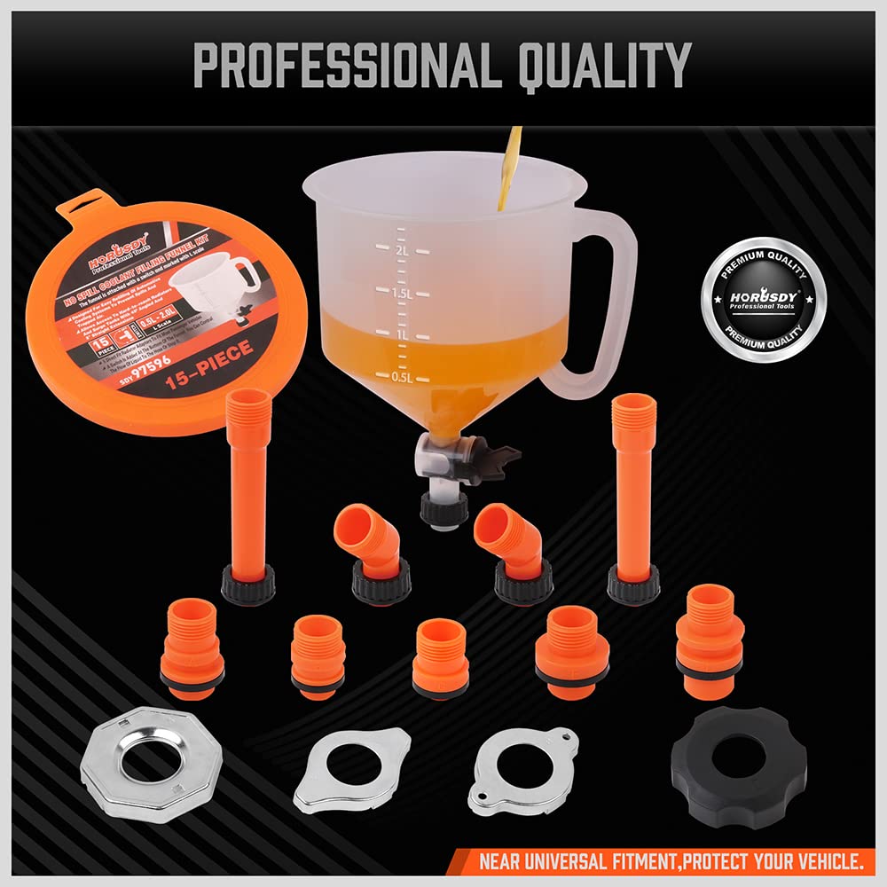 Ultimate No-Spill Coolant Funnel Kit – Universal Spill Proof Funnel with Adapters for Easy Bleeding