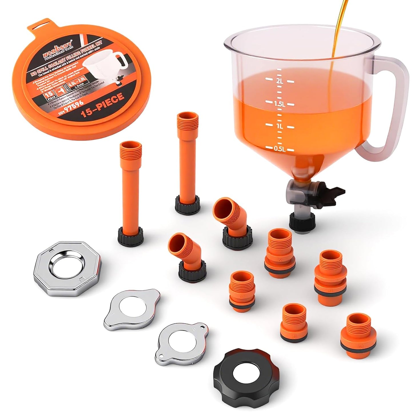 Ultimate No-Spill Coolant Funnel Kit – Universal Spill Proof Funnel with Adapters for Easy Bleeding
