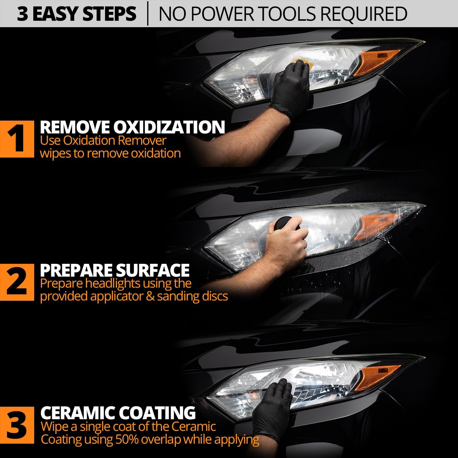 Ceramic Headlight Restoration Kit - Revive Your Headlights to Like-New Condition - No Power Tools Needed - 10 Wipe Kit with Lifetime Guarantee